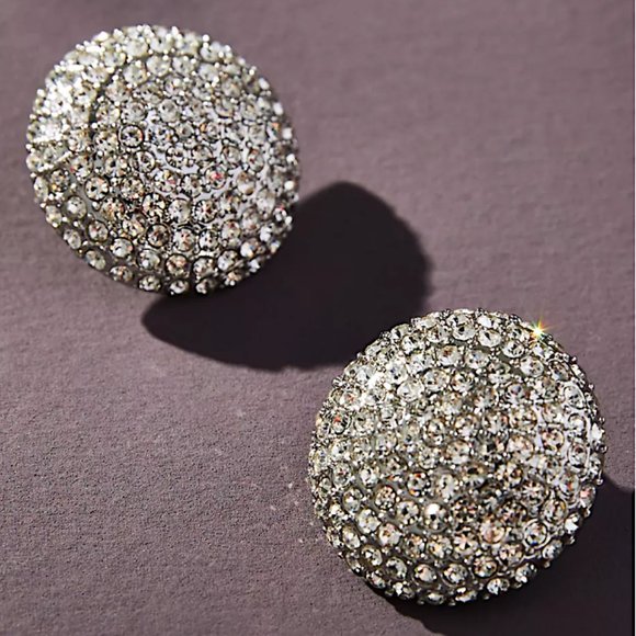 New ~ Anthropologie Rhinestone Disco Ball Post Earrings - Picture 1 of 10